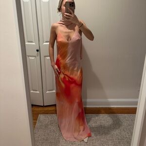 Zara Pink and Orange Maxi Dress